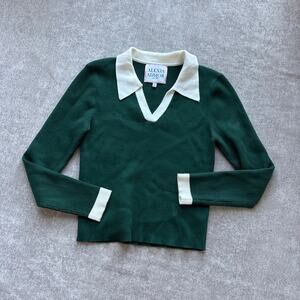 Alexia Admor Collar Ribbed Green Sweater